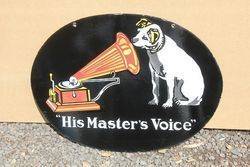 His Masters Voice Enamel Advertising Sign