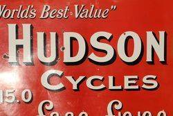 Hudson Cycles Enamel Advertising Sign 