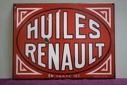 Huiles Renault Enamel Advertising Sign 