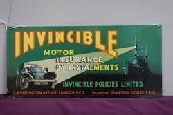 Invincible Motor insurance Pictorial Tin Sign 