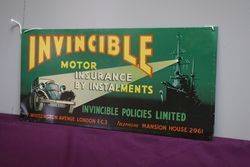 Invincible Motor insurance Pictorial Tin Sign 