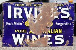 Irvines Australian Wines Enamel Advertising Sign