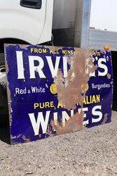 Irvines Australian Wines Enamel Advertising Sign