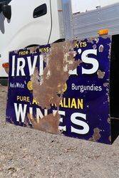 Irvines Australian Wines Enamel Advertising Sign