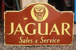 Jaguar Sales and Service Enamel Advertising Sign 