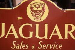 Jaguar Sales and Service Enamel Advertising Sign 