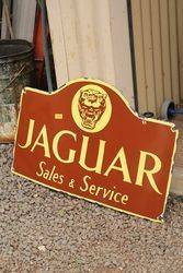 Jaguar Sales and Service Enamel Advertising Sign 