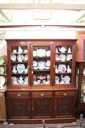 Large Antique Carved Walnut 3 Door Library Bookcase