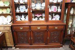 Large Antique Carved Walnut 3 Door Library Bookcase