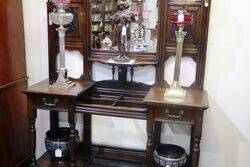 Large Antique Victorian Solid Oak Hallstand 