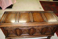 Large C20th Well Carved Four Panel Coffer on Stand 