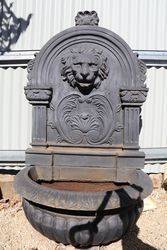 Large Cast Iron Lion Head Wall Fountain