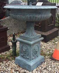 Large Cast Iron Toulouse Urn Fountain with Lion+39s Head Base