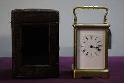 Large French Brass Carriage ClockHalf+One hour 8 Day  