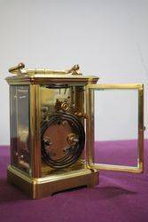 Large French Brass Carriage ClockHalf+One hour 8 Day  