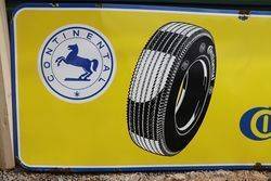 Large Pneus Continental Tyre Enamel Advertising Sign  