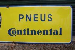 Large Pneus Continental Tyre Enamel Advertising Sign  