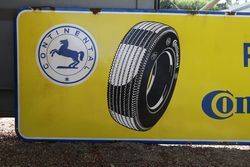 Large Pneus Continental Tyre  Enamel Advertising Sign