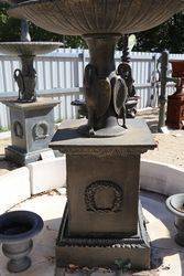 Large Square Base 3 Tier Cast Iron Heron Fountain 
