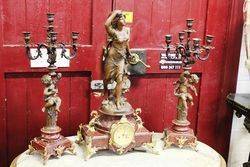 Late 19th Century French Spelter Clockset