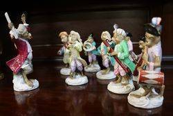 Late 19th Century Porcelain Monkey Band Figures 