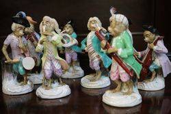 Late 19th Century Porcelain Monkey Band Figures 