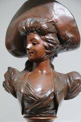 Late C19th Signed Spelter Bust on Marble Bust 