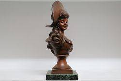 Late C19th Signed Spelter Bust on Marble Bust 