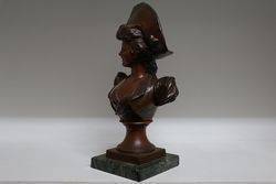 Late C19th Signed Spelter Bust on Marble Bust 