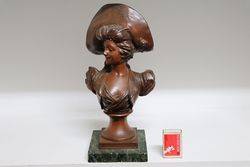 Late C19th Signed Spelter Bust on Marble Bust 