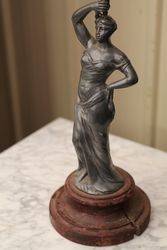 Late Victorian French Spelter Figure Base Oil Lamp