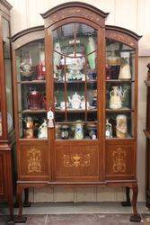 Late Victorian Inlayed Single Door Display Cabinet