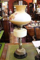 Late Victorian Oil Lamp With Painted Shade