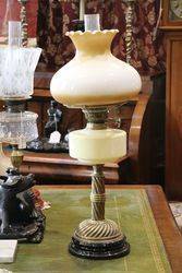 Late Victorian Oil Lamp With Painted Shade