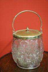 Late Victorian Silver Plated Glass Biscuit Barrel  