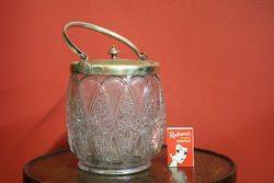 Late Victorian Silver Plated Glass Biscuit Barrel  