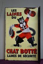 Les Laines Du Chat Botte Brand Wool Enamel sign 