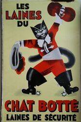 Les Laines Du Chat Botte Brand Wool Enamel sign 