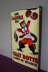 Les Laines Du Chat Botte Brand Wool Enamel sign 