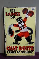 Les Laines Du Chat Botte Brand Wool Enamel sign 