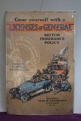 Licenses and General  Insurance Company Tin Advertising Sign 