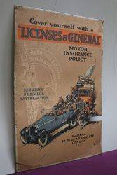 Licenses and General  Insurance Company Tin Advertising Sign 