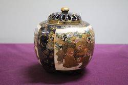 Lovely Quality Satsuma Ceramic Pot Potpourri Japan Meiji Period