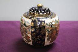 Lovely Quality Satsuma Ceramic Pot Potpourri Japan Meiji Period