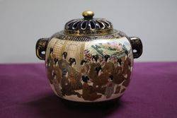 Lovely Quality Satsuma Ceramic Pot Potpourri Japan Meiji Period