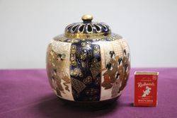 Lovely Quality Satsuma Ceramic Pot Potpourri Japan Meiji Period