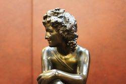 Lovely Seated Bronze Sculpture By Eutrope Bouret 18331906