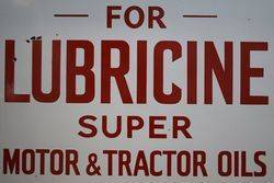 Lubricine Super Motor and Tractor Oils Agent Enamel Sign