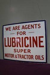 Lubricine Super Motor and Tractor Oils Agent Enamel Sign