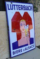 Lutterbach Biere Dand39Alsace  Enamel French Beer Advertising Sign  